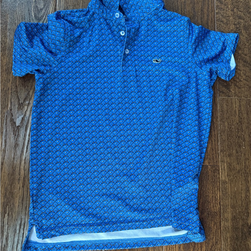 Vineyard Vines Blue Geometric Polo